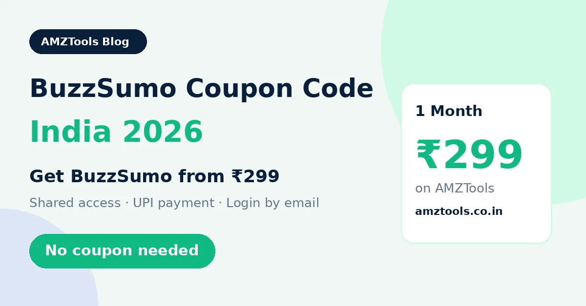 BuzzSumo coupon code India 2026 – BuzzSumo from ₹299 on AMZTools