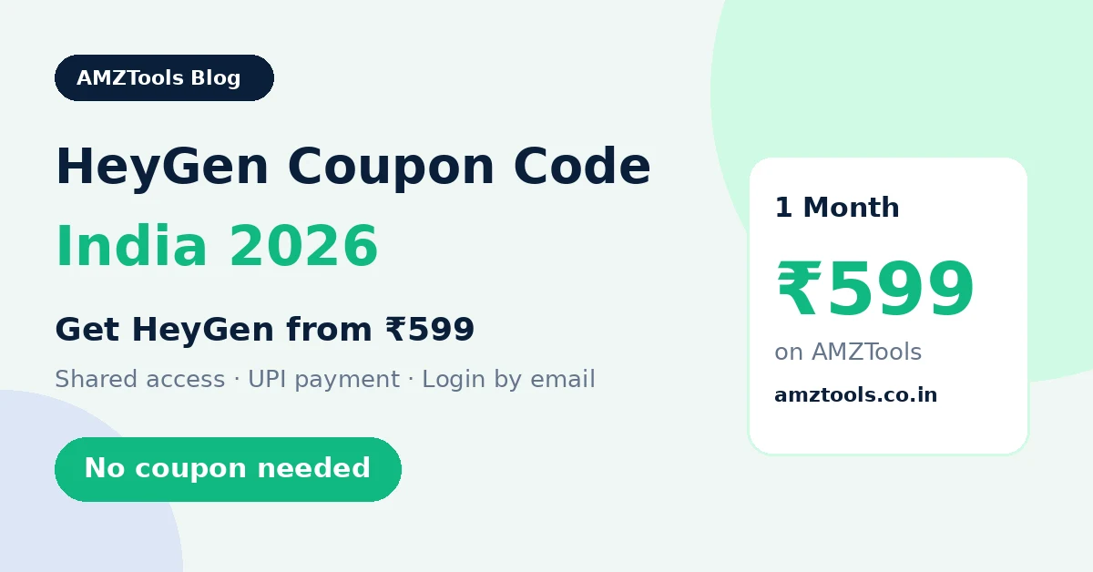 HeyGen coupon code India 2026 – HeyGen from ₹599 on AMZTools
