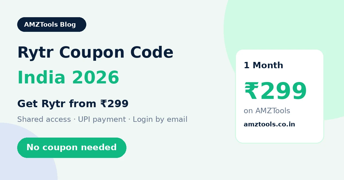 Rytr coupon code India 2026 – Rytr from ₹299 on AMZTools